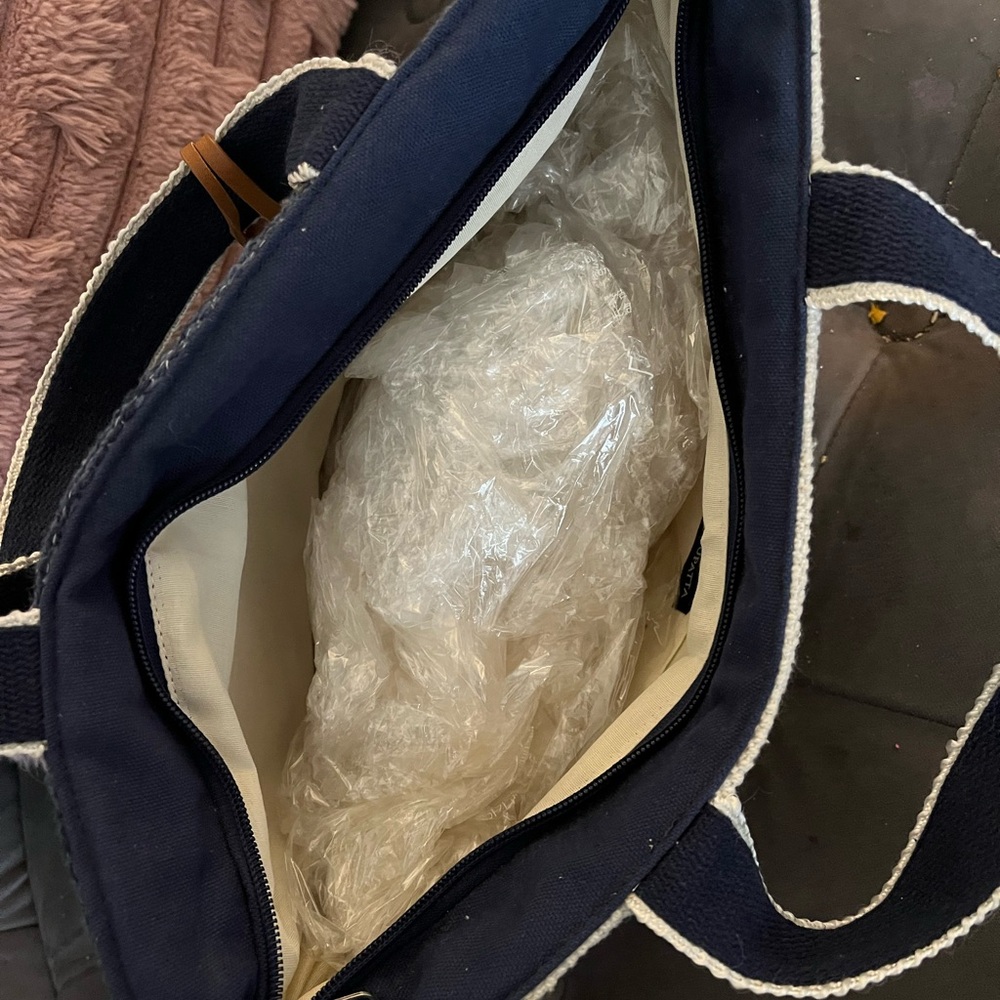 Navy and Cream Tote Bag - Picture 2 of 3